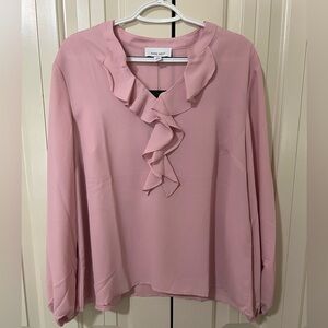 Nine West Ruffle Blouse, Lilly pink, never worn, brand new with tags